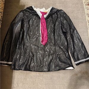 Authentic Krewe of Iris Parade Tunic | Black & Pink Sequin | Women’s Large